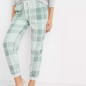 NWT Aerie Plush Fleece Plaid Jogger Pajama Sleep Lounge Pants